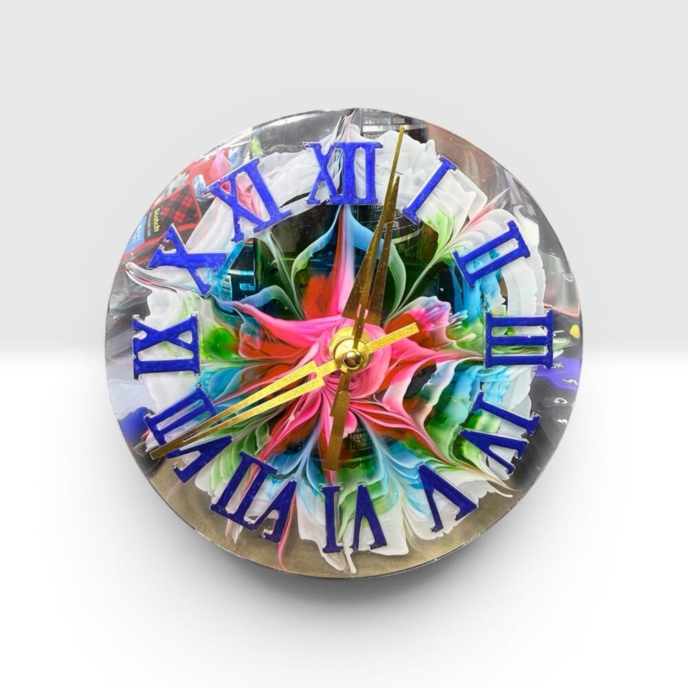 Resin Bloom Clock | Colorful Roman Numeral Desk Clock | Functional Art Decor - Picture 5 of 5